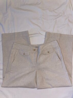 Cropped Ankle Pants in Light Beige